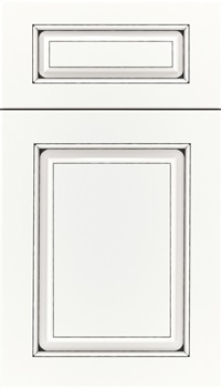 Marquis 5pc Maple raised panel cabinet door in Whitecap with Black glaze